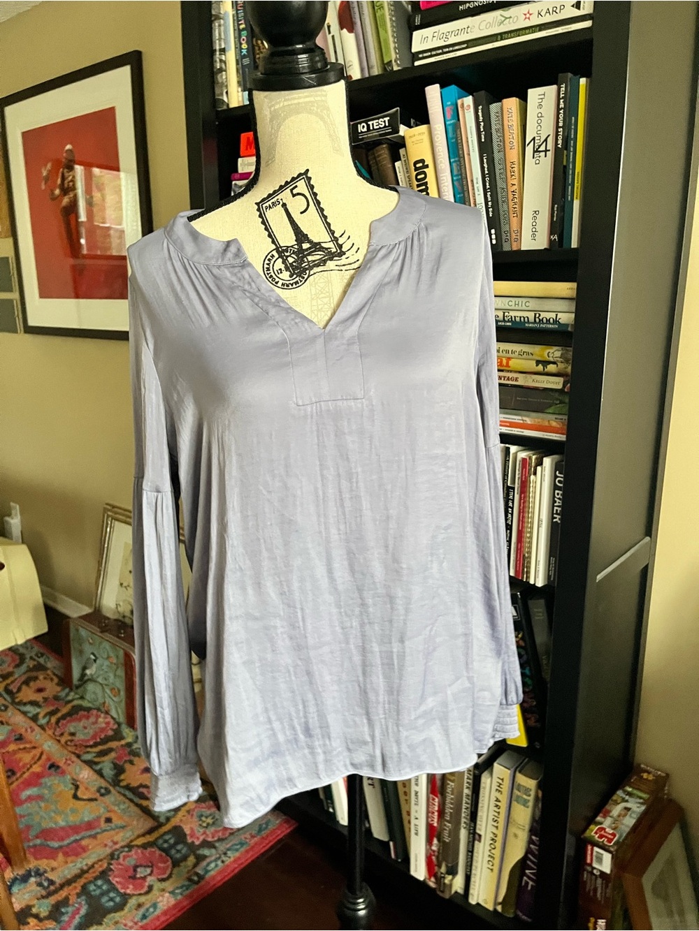 Vera Wang Simply Vera Light Lavender V-Neck Long Sleeve Women's Top